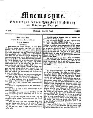 Mnemosyne (Neue Würzburger Zeitung) Mittwoch 30. Juni 1869