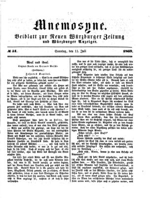 Mnemosyne (Neue Würzburger Zeitung) Sonntag 11. Juli 1869