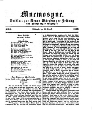 Mnemosyne (Neue Würzburger Zeitung) Mittwoch 11. August 1869