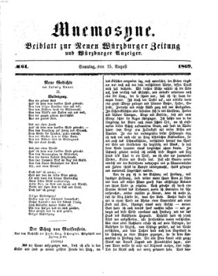 Mnemosyne (Neue Würzburger Zeitung) Sonntag 15. August 1869