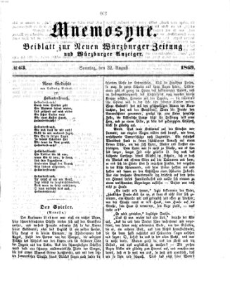 Mnemosyne (Neue Würzburger Zeitung) Sonntag 22. August 1869