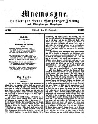 Mnemosyne (Neue Würzburger Zeitung) Mittwoch 15. September 1869