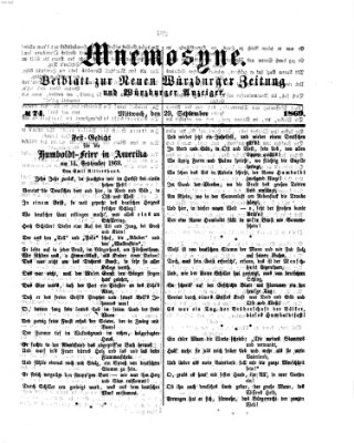 Mnemosyne (Neue Würzburger Zeitung) Mittwoch 29. September 1869