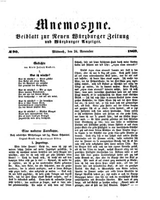 Mnemosyne (Neue Würzburger Zeitung) Mittwoch 24. November 1869