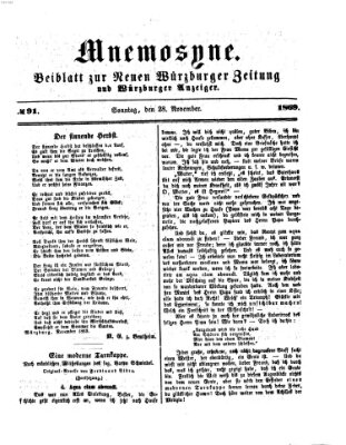 Mnemosyne (Neue Würzburger Zeitung) Sunday 28. November 1869