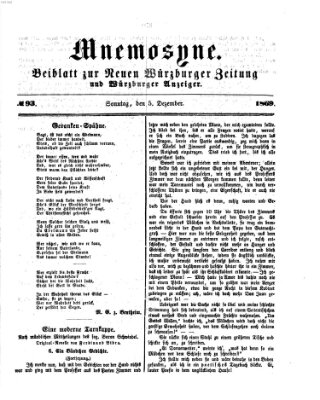 Mnemosyne (Neue Würzburger Zeitung) Sonntag 5. Dezember 1869