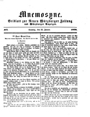 Mnemosyne (Neue Würzburger Zeitung) Sonntag 23. Januar 1870