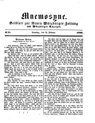 Mnemosyne (Neue Würzburger Zeitung) Samstag 19. Februar 1870