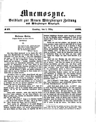 Mnemosyne (Neue Würzburger Zeitung) Samstag 5. März 1870