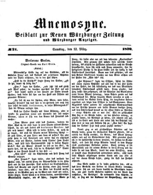 Mnemosyne (Neue Würzburger Zeitung) Samstag 12. März 1870