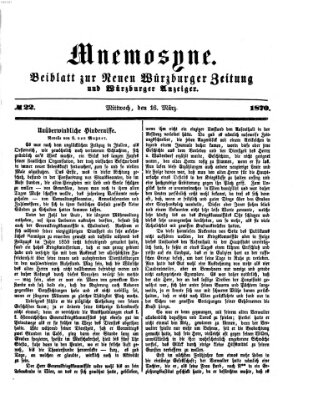 Mnemosyne (Neue Würzburger Zeitung) Mittwoch 16. März 1870