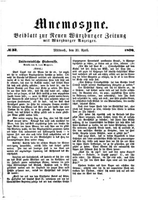 Mnemosyne (Neue Würzburger Zeitung) Mittwoch 20. April 1870