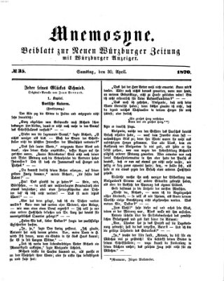 Mnemosyne (Neue Würzburger Zeitung) Samstag 30. April 1870