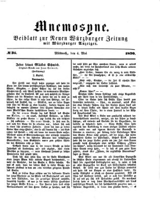 Mnemosyne (Neue Würzburger Zeitung) Mittwoch 4. Mai 1870