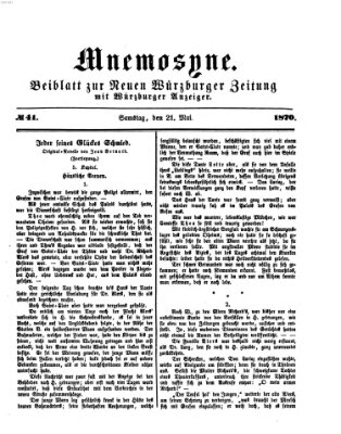 Mnemosyne (Neue Würzburger Zeitung) Samstag 21. Mai 1870