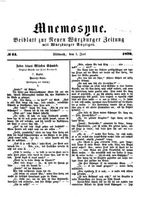 Mnemosyne (Neue Würzburger Zeitung) Mittwoch 1. Juni 1870