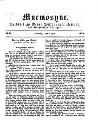 Mnemosyne (Neue Würzburger Zeitung) Mittwoch 8. Juni 1870