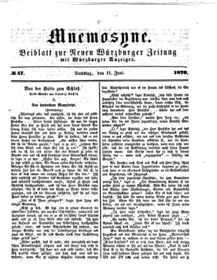 Mnemosyne (Neue Würzburger Zeitung) Samstag 11. Juni 1870