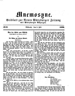 Mnemosyne (Neue Würzburger Zeitung) Mittwoch 6. Juli 1870