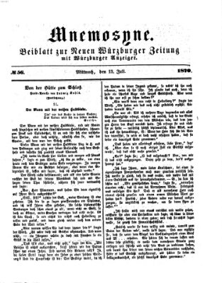 Mnemosyne (Neue Würzburger Zeitung) Mittwoch 13. Juli 1870