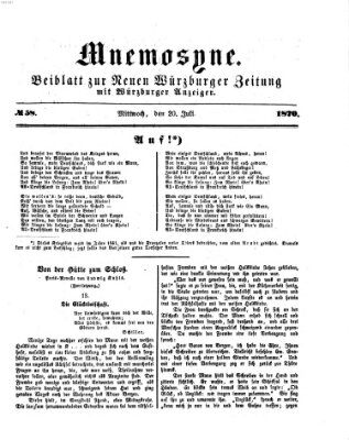 Mnemosyne (Neue Würzburger Zeitung) Mittwoch 20. Juli 1870