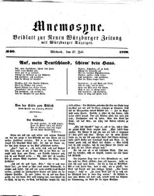 Mnemosyne (Neue Würzburger Zeitung) Mittwoch 27. Juli 1870