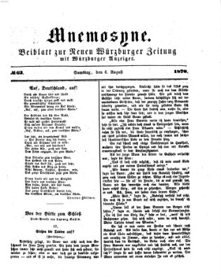 Mnemosyne (Neue Würzburger Zeitung) Samstag 6. August 1870