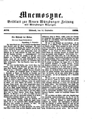 Mnemosyne (Neue Würzburger Zeitung) Mittwoch 14. September 1870