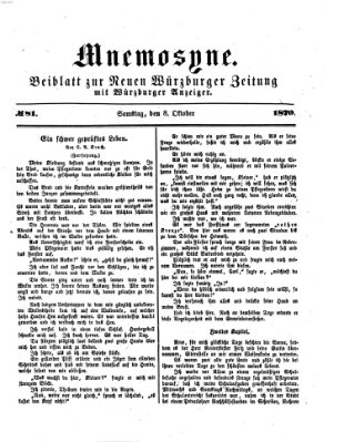 Mnemosyne (Neue Würzburger Zeitung) Samstag 8. Oktober 1870