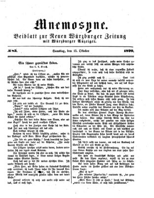 Mnemosyne (Neue Würzburger Zeitung) Samstag 15. Oktober 1870