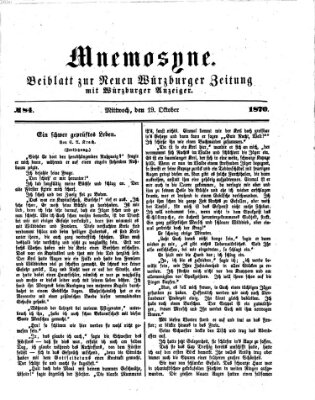 Mnemosyne (Neue Würzburger Zeitung) Mittwoch 19. Oktober 1870