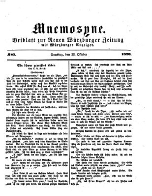 Mnemosyne (Neue Würzburger Zeitung) Samstag 22. Oktober 1870