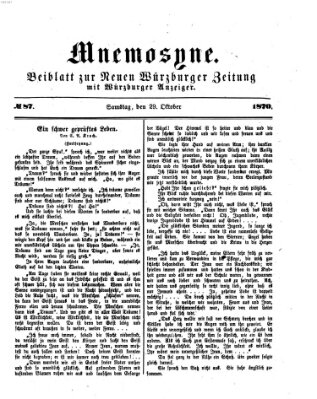 Mnemosyne (Neue Würzburger Zeitung) Samstag 29. Oktober 1870