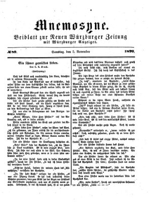 Mnemosyne (Neue Würzburger Zeitung) Samstag 5. November 1870