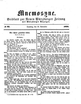 Mnemosyne (Neue Würzburger Zeitung) Samstag 19. November 1870