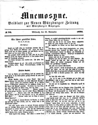 Mnemosyne (Neue Würzburger Zeitung) Mittwoch 23. November 1870