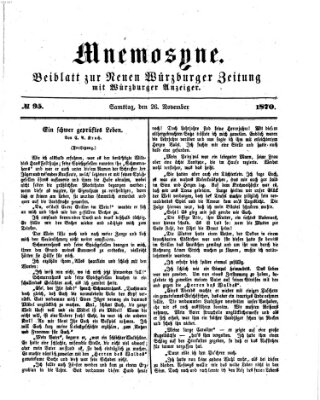 Mnemosyne (Neue Würzburger Zeitung) Samstag 26. November 1870