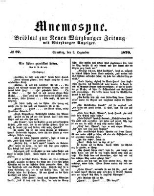 Mnemosyne (Neue Würzburger Zeitung) Samstag 3. Dezember 1870