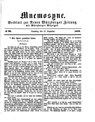 Mnemosyne (Neue Würzburger Zeitung) Samstag 10. Dezember 1870