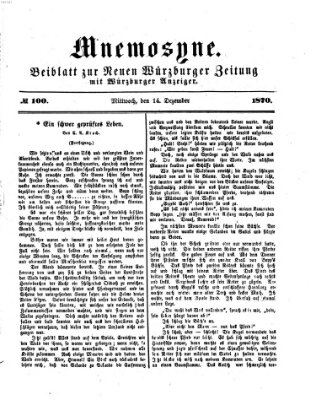 Mnemosyne (Neue Würzburger Zeitung) Mittwoch 14. Dezember 1870