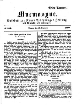 Mnemosyne (Neue Würzburger Zeitung) Montag 19. Dezember 1870