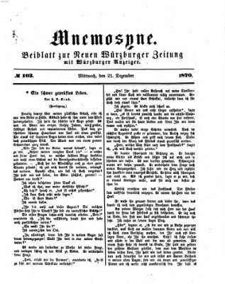 Mnemosyne (Neue Würzburger Zeitung) Mittwoch 21. Dezember 1870