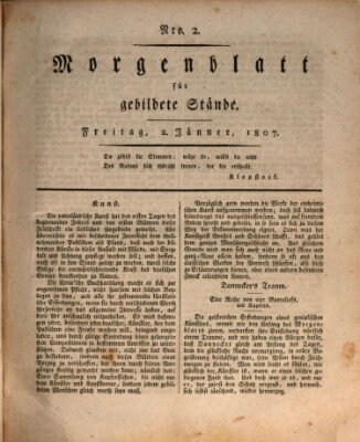 Morgenblatt für gebildete Stände Freitag 2. Januar 1807