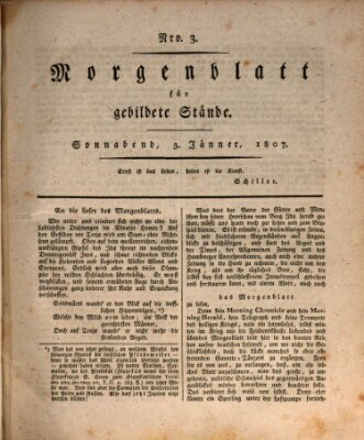 Morgenblatt für gebildete Stände Samstag 3. Januar 1807