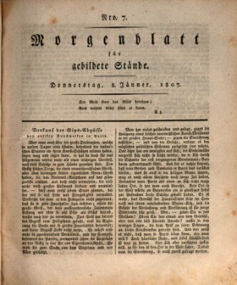 Morgenblatt für gebildete Stände Donnerstag 8. Januar 1807