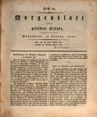 Morgenblatt für gebildete Stände Samstag 17. Januar 1807