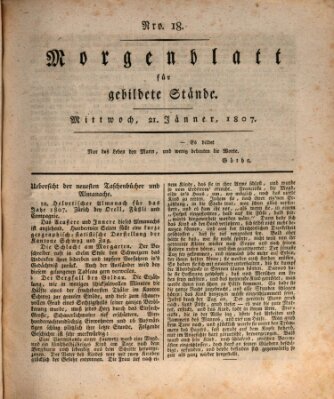 Morgenblatt für gebildete Stände Mittwoch 21. Januar 1807