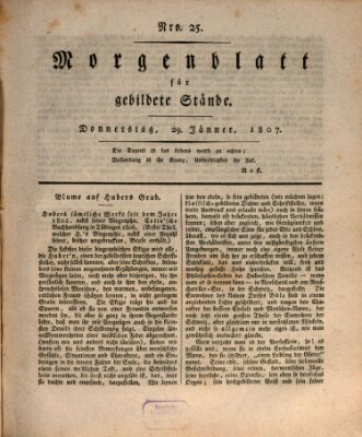 Morgenblatt für gebildete Stände Donnerstag 29. Januar 1807