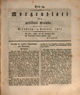 Morgenblatt für gebildete Stände Dienstag 3. Februar 1807