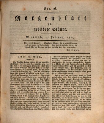 Morgenblatt für gebildete Stände Mittwoch 11. Februar 1807